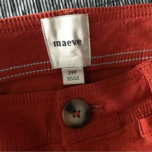 Anthropologie Maeve Colette Linen Blend Wide-Leg Trousers in Cedar Size 29P NWT - Picture 5 of 12